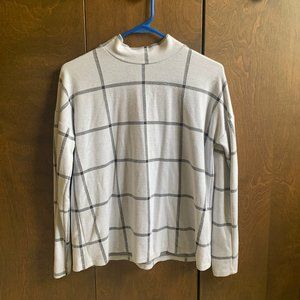 Plaid-Style Mock Neck Pullover Shirt